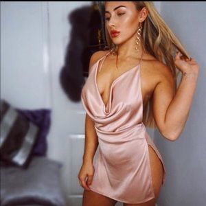 Fashion Nova Silky Slit Dress